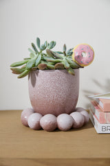 Pearl with Saucer Reactive Glaze Ceramic Pot By Accent Decor