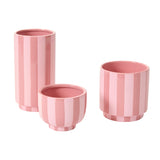 Pink Striped Glossy Footed Decorative Vessels By Accent Decor