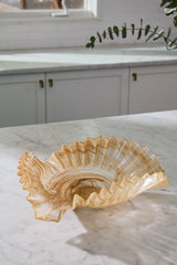 Pleated Glass Tan Bowl By Accent Decor