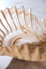 Pleated Glass Tan Bowl By Accent Decor
