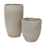 Riptide Ribbed Ceramic Floor Vessels & Planters By Accent Decor - Pot, 10.5" x 12.25" - Image 3