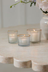 Ritzy Ribbed Glass Votive Candleholders By Accent Decor