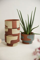 Shanti Hand-Painted Footed Ceramic Planters By Accent Decor - Off-White - Image 6
