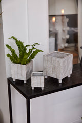 Tarragona Square Reactive Glaze Sculptural Planters By Accent Decor