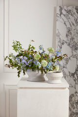 Theo Aged Stone Look Ceramic Floral Compotes By Accent Decor - 7" x 4.25" - Image 4