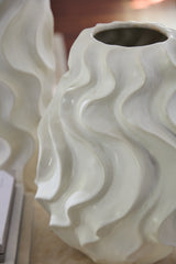 Thessaly Wavy Watertight Ceramic Statement Vases By Accent Decor - 12.75" x 16.25" - Image 5