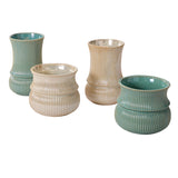 Verdant Ribbed Ceramic Decorative Vessels By Accent Decor