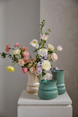 Verdant Ribbed Ceramic Decorative Vessels By Accent Decor