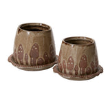 Wild Mushroom with Saucer Ceramic Pots By Accent Decor - 7.75" x 6"