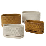 Zelle Speckled Ceramic Planters With Saucers By Accent Decor - 8" x 4" x 4.5" - Image 3
