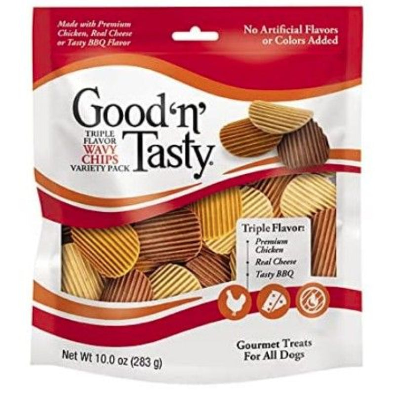 Good 'n' Tasty Triple-Flavor Wavy Chips for Dogs - 10 oz