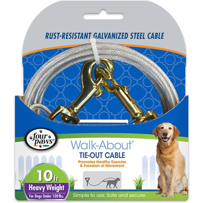 Four Paws Dog Tie Out Cable, Heavy Weight, Black