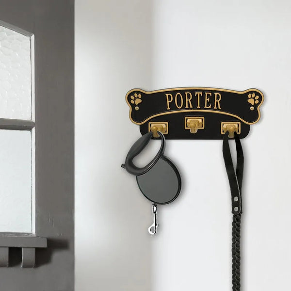 Whitehall Products Whitehall Dog Bone Personalized Wall Sign with Leash Hooks