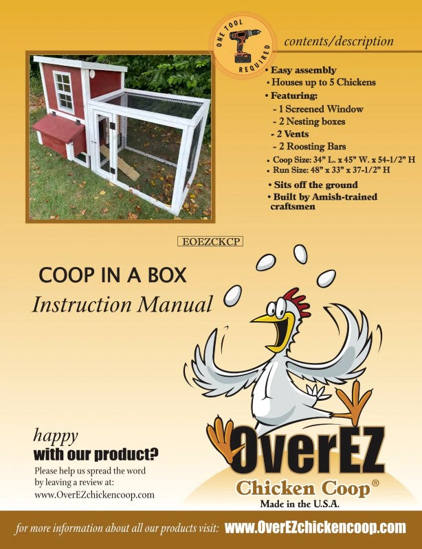 OverEZ Chicken Coop In A Box - Up to 5 Chickens