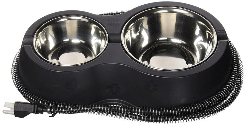 K&H Pet Products Thermo-Kitty Café Food and Water Bowl - Black