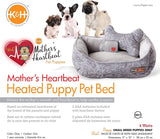 K&H Pet Products Mother's Heartbeat Heated Puppy Pet Bed with Bone Pillow