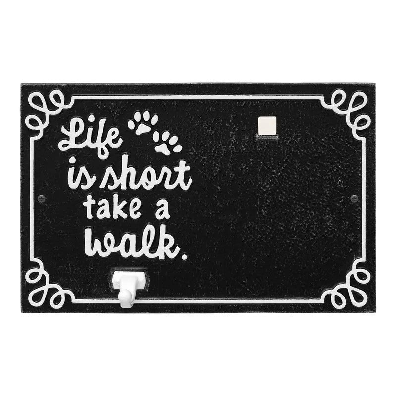Whitehall Life is Short Take a Walk Wall Plaque with Photo Clip and Leash Hook (6 Styles Available)