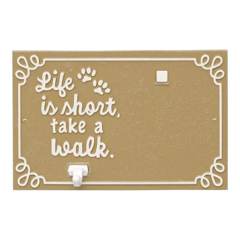 Whitehall Life is Short Take a Walk Wall Plaque with Photo Clip and Leash Hook (6 Styles Available)