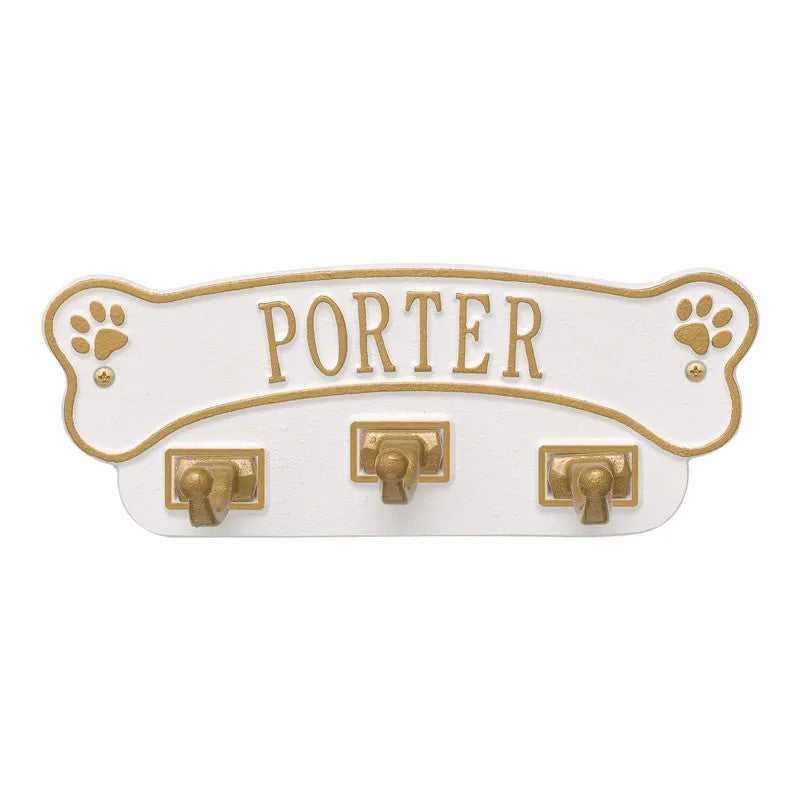 Whitehall Dog Bone Personalized Wall Sign with Leash Hooks